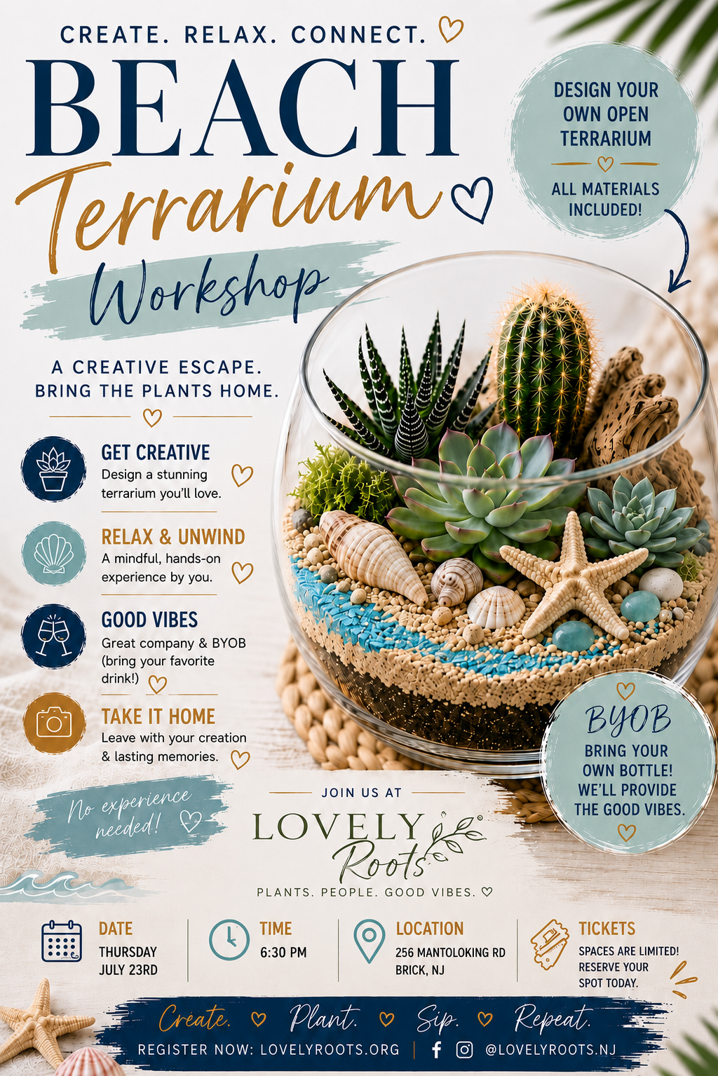 Beach Terrarium Workshop Thursday, July 23rd @6:30pm