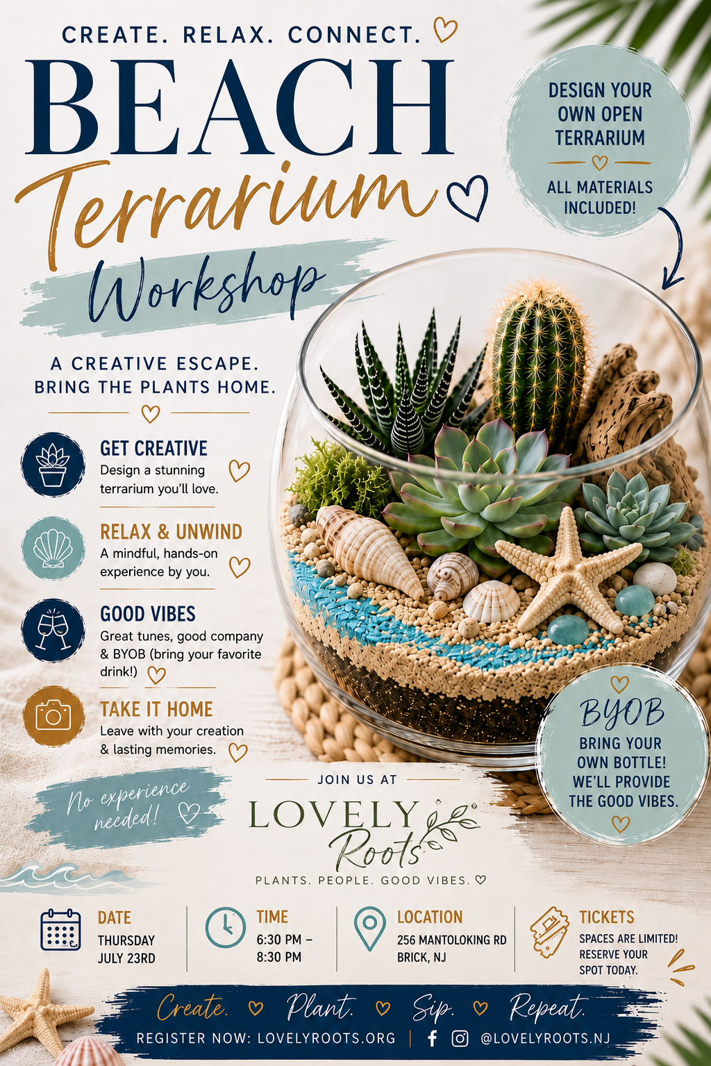 Beach Terrarium Workshop Thursday, July 23rd @6:30pm