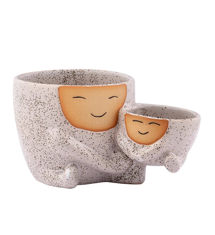 Smiling Planter Holding Baby Planter