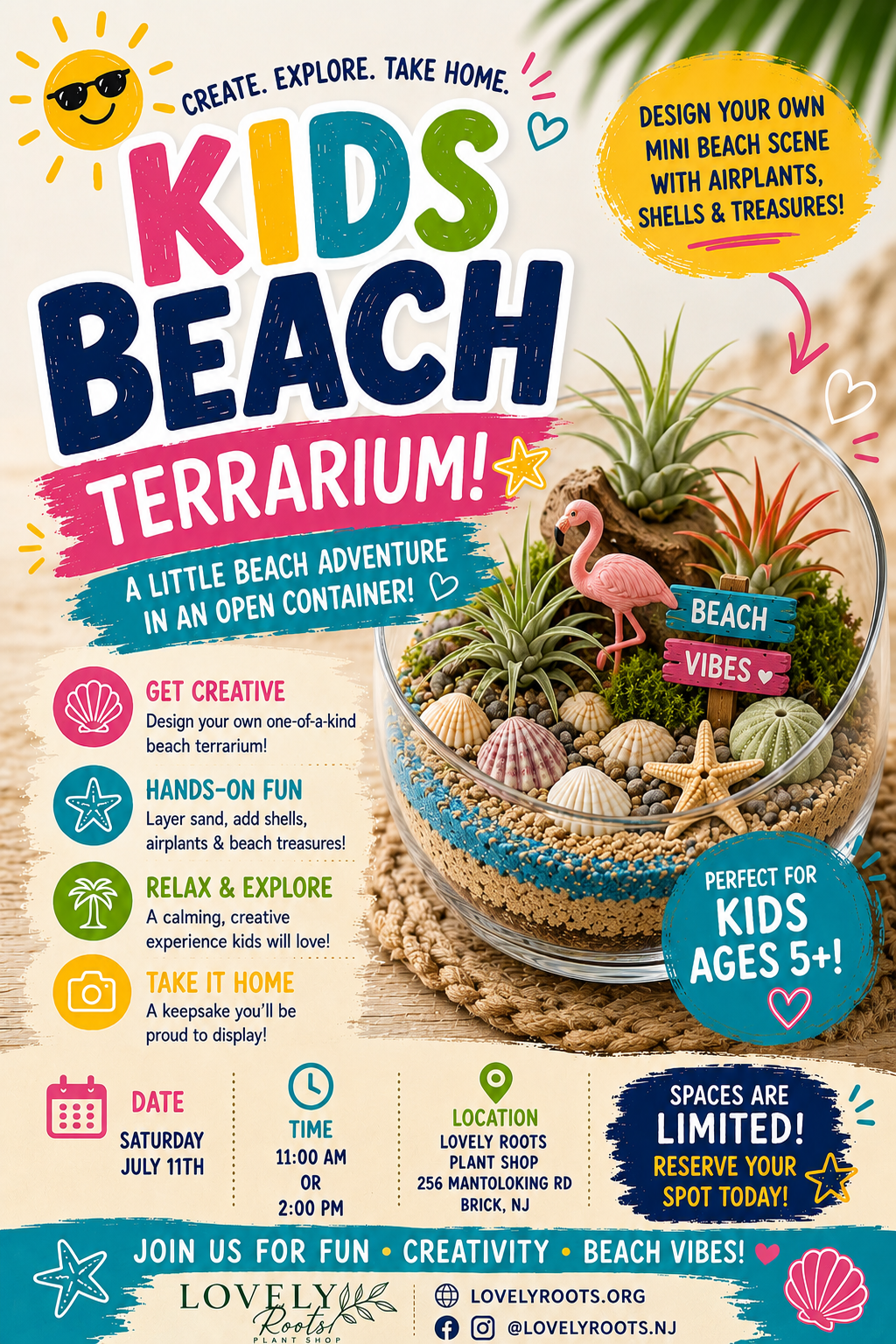 Kids Beach Terrarium Workshop           July 11th @2pm
